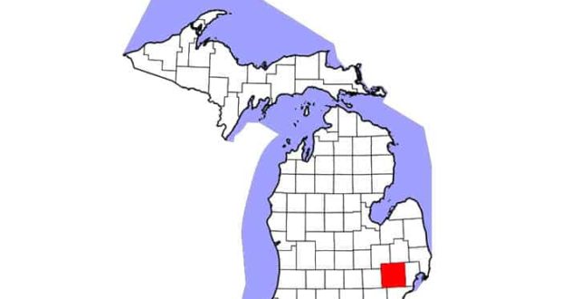Maps showing counties with confirmed cases of Strangles in Ohio, Michigan, and Florida