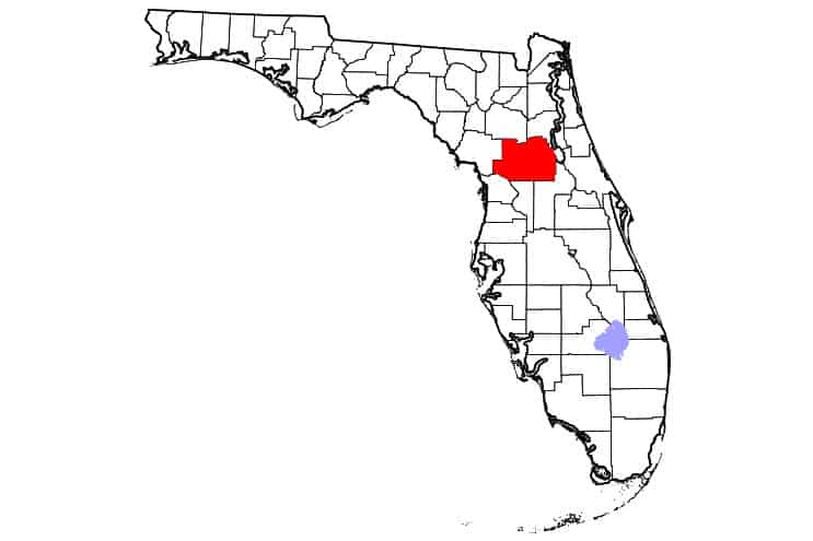 Maps showing counties with confirmed cases of Strangles in Ohio, Michigan, and Florida