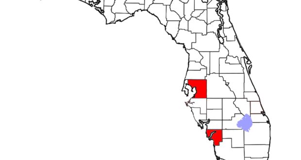 Maps showing counties with confirmed cases of Strangles in Ohio, Michigan, and Florida